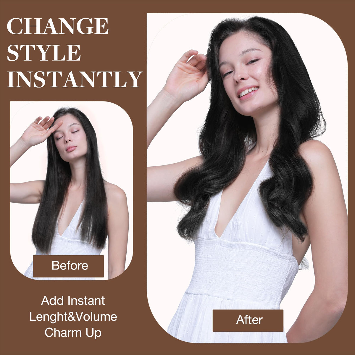 GOO GOO Clip in Hair Extensions 22inch jet black lifestyle scene