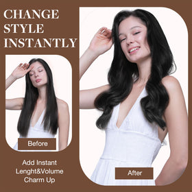 GOO GOO Clip in Hair Extensions 22inch jet black lifestyle scene