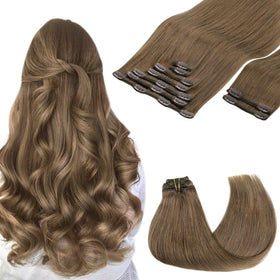GOO GOO Clip in Hair Extensions 22inch Light Ash Brown front view