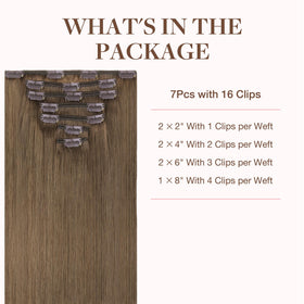 GOO GOO Clip in Hair Extensions 22inch Light Ash Brown packaging