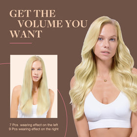 GOO GOO Clip in Hair Extensions 22inch light blonde highlighted detail