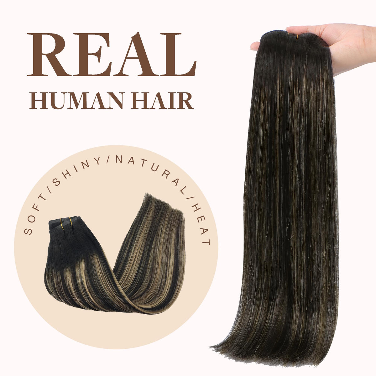 GOO GOO Clip in Hair Extensions 24 inch balayage texture detail