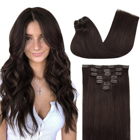 GOO GOO Clip in Hair Extensions 24 inch Light Brown front view