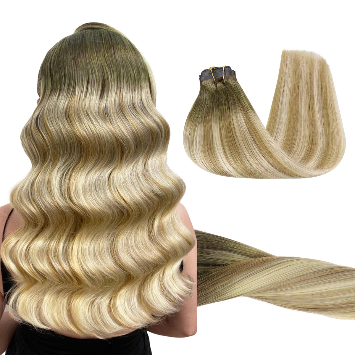 GOO GOO Clip in Hair Extensions 24inch Bahamian Balayage front view