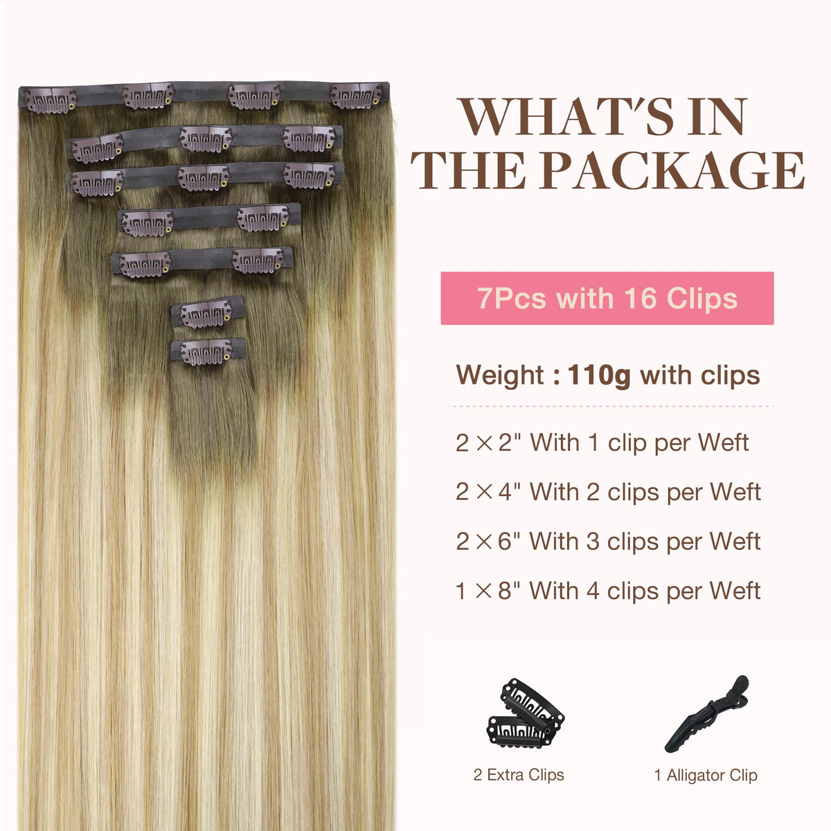 GOO GOO Clip in Hair Extensions 24inch Bahamian Balayage packaging