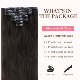 GOO GOO Clip in Hair Extensions 24inch Dark Brown packaging