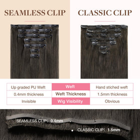 GOO GOO Clip in Hair Extensions 24inch Mocha Brown close-up of clips