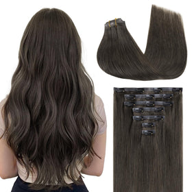 GOO GOO Clip in Hair Extensions 24inch Mocha Brown front view