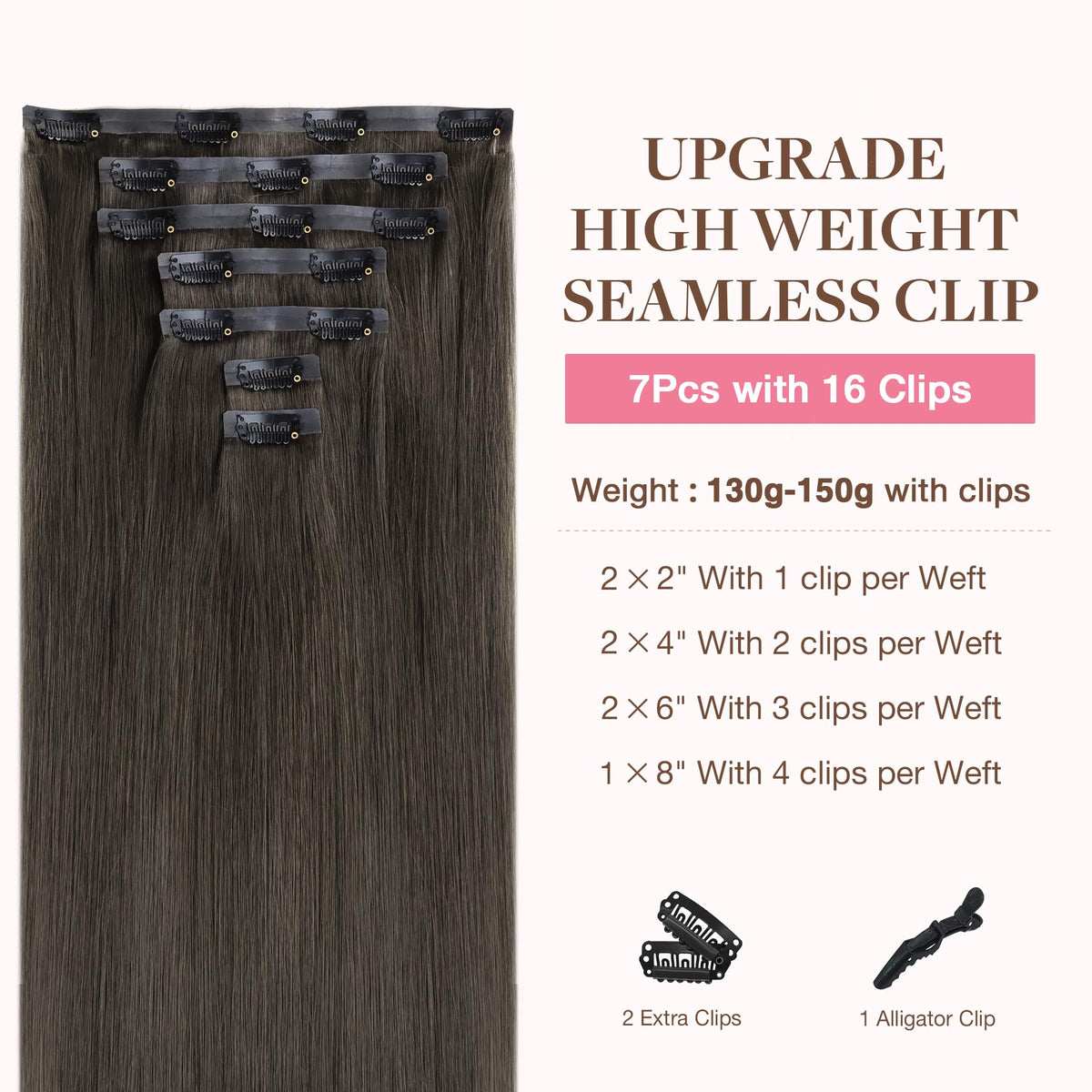 GOO GOO Clip in Hair Extensions 24inch Mocha Brown packaging