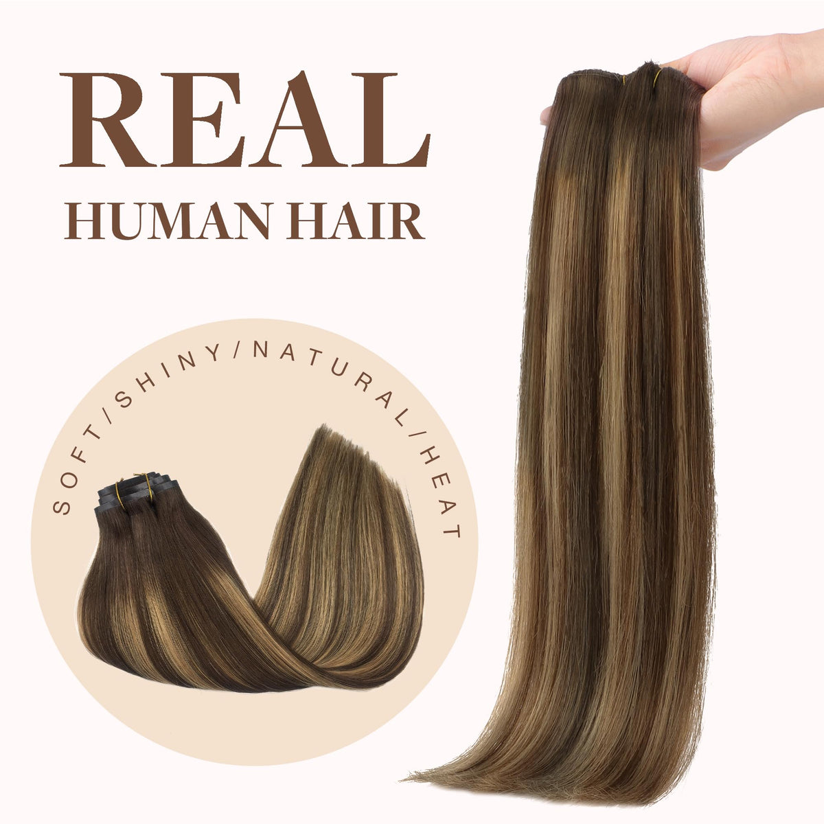 GOO GOO Clip in Hair Extensions 24inch showing colour blend