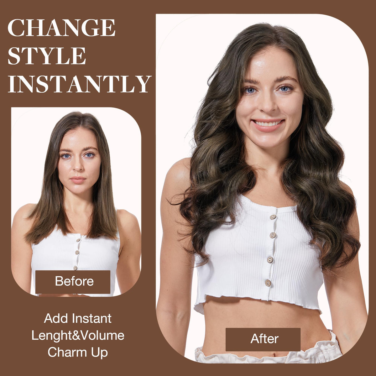 GOO GOO Clip in Hair Extensions 24inch side view