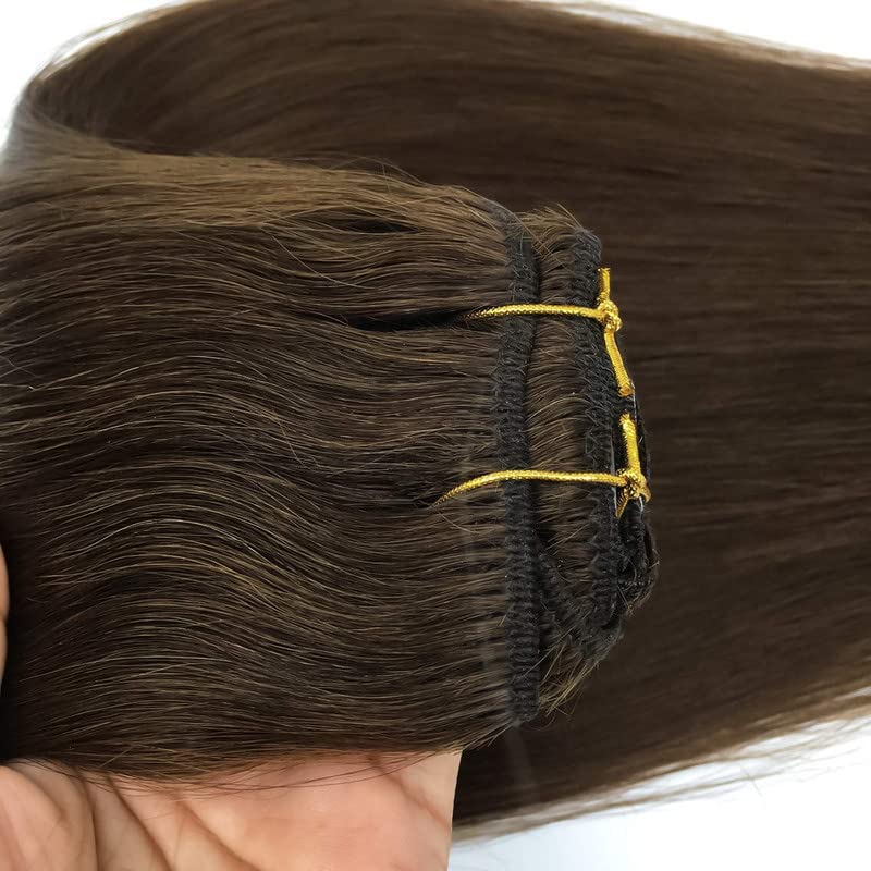 GOO GOO Clip in Hair Extensions 26inch chocolate brown in lifestyle setting