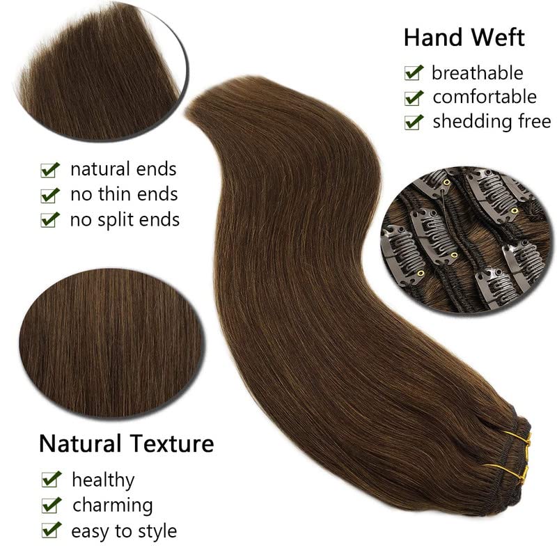 GOO GOO Clip in Hair Extensions 26inch chocolate brown side view