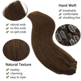 GOO GOO Clip in Hair Extensions 26inch chocolate brown side view
