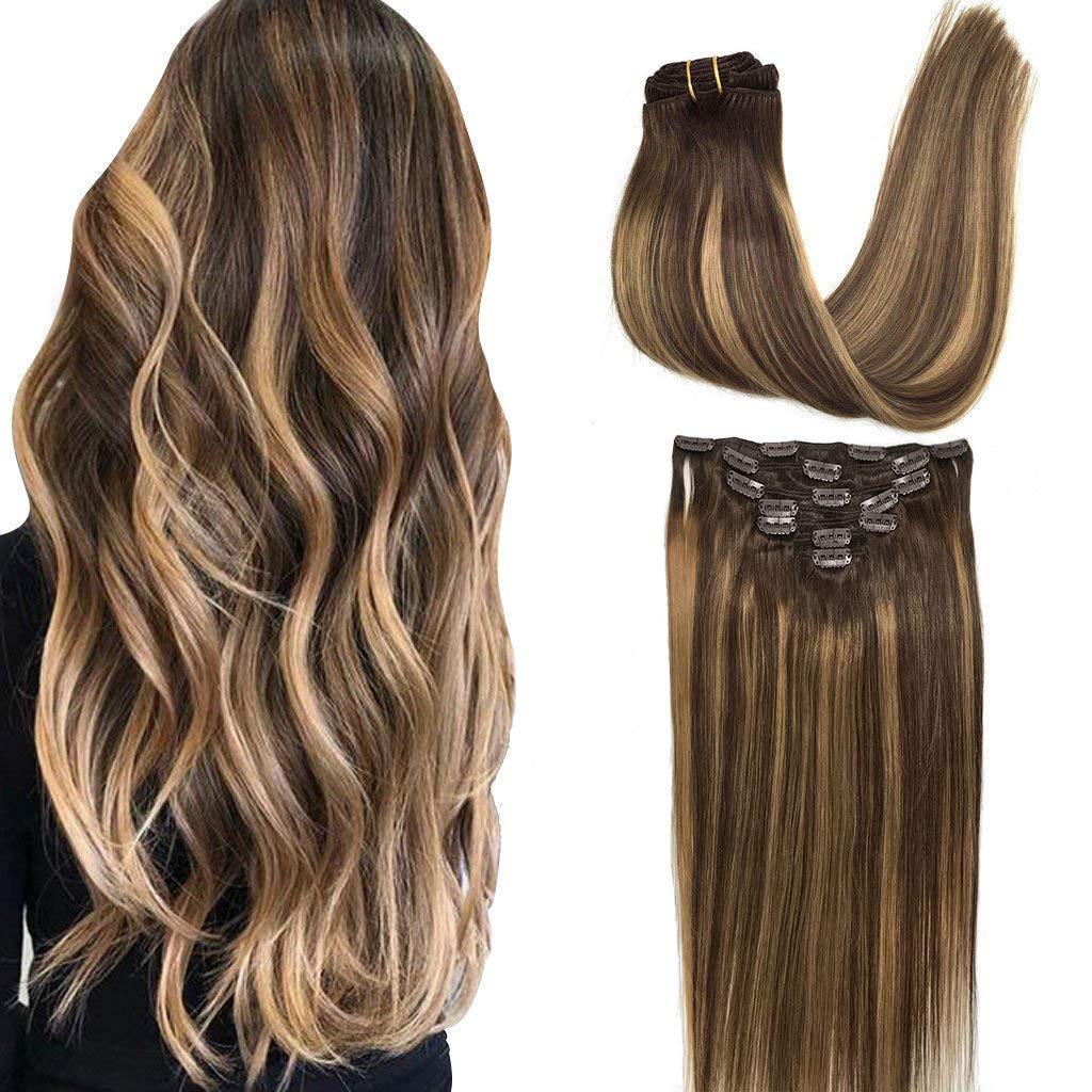 GOO GOO Clip in Hair Extensions 26inch front view in balayage