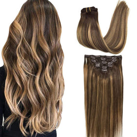GOO GOO Clip in Hair Extensions 26inch front view in balayage