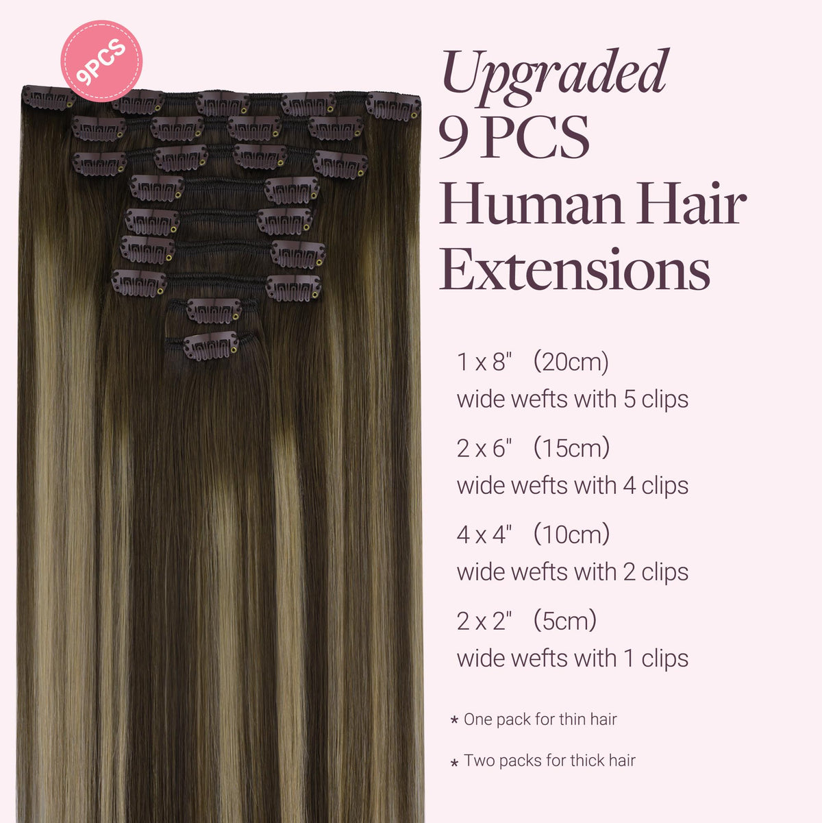 GOO GOO Clip in Hair Extensions 4/26/4 balayage colour