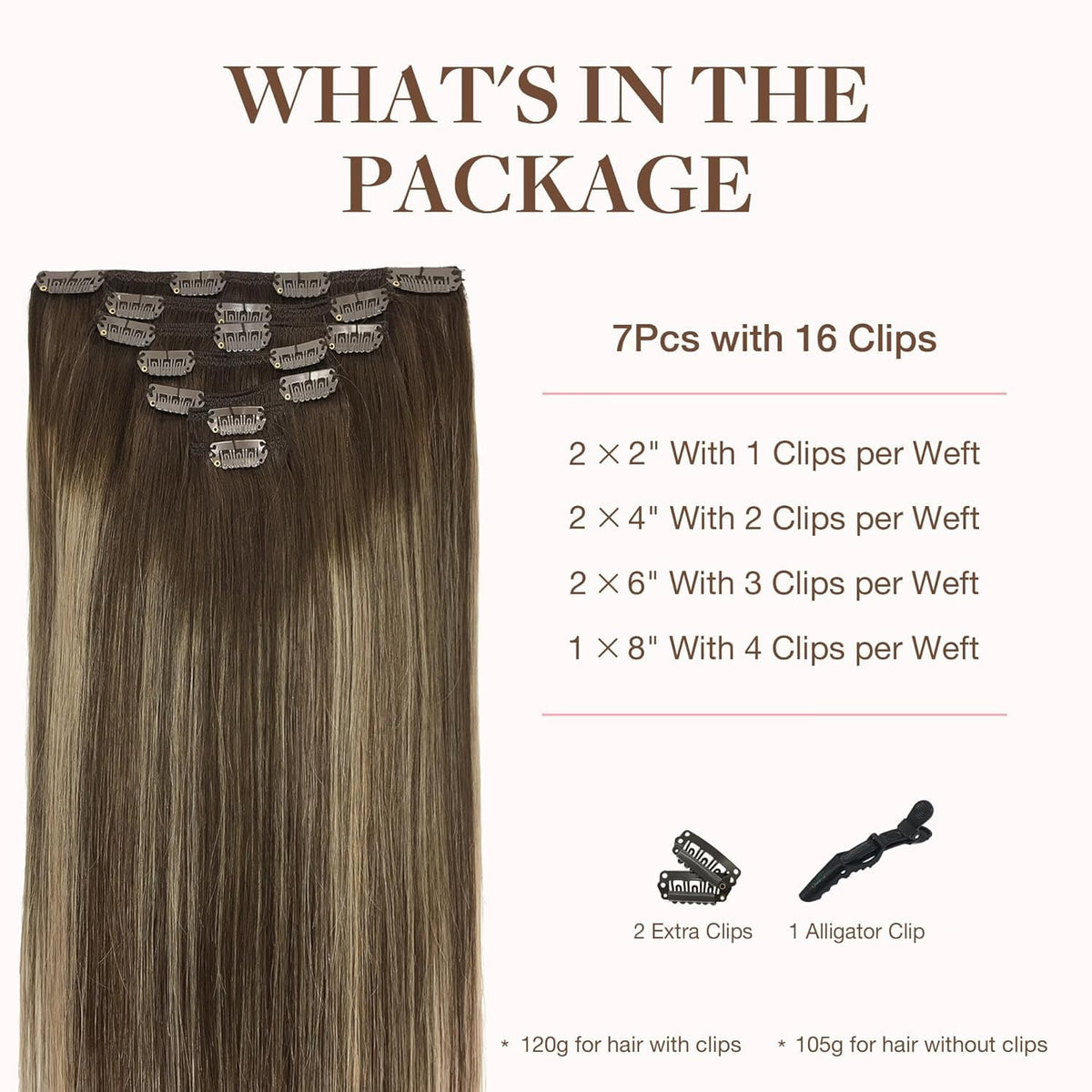GOO GOO Clip in Hair Extensions 4/26/4 balayage colour close-up