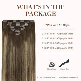 GOO GOO Clip in Hair Extensions 4/26/4 balayage colour close-up