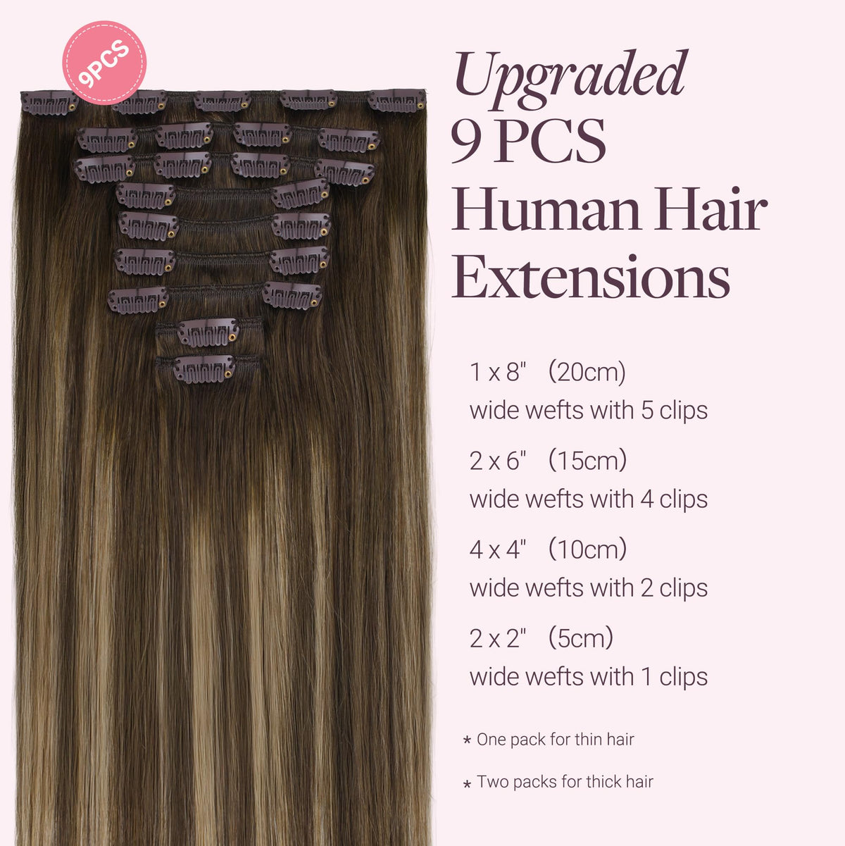 GOO GOO Clip in Hair Extensions 4/27/4 balayage colour