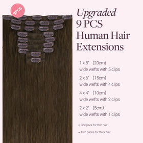 GOO GOO Clip in Hair Extensions 4A Chocolate Brown packaging