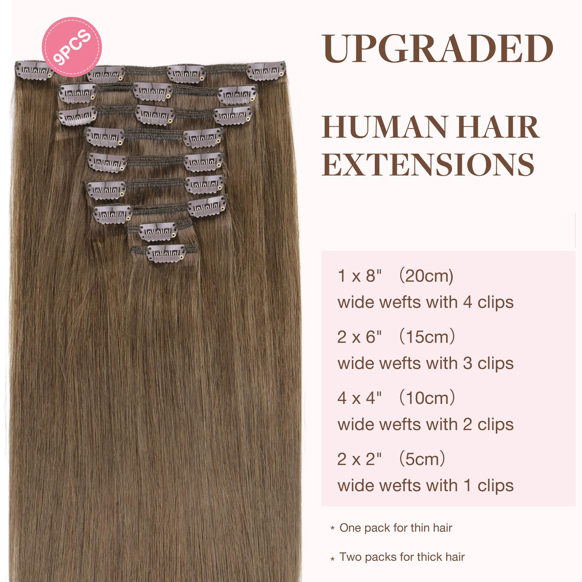 GOO GOO Clip in Hair Extensions 5 pieces in packaging