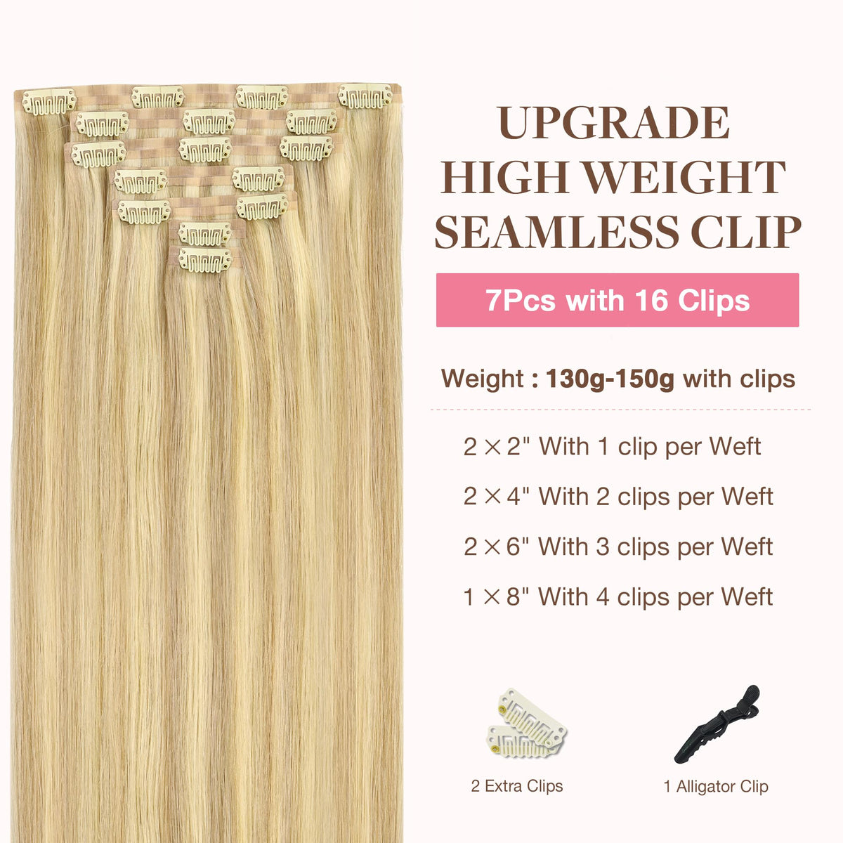 GOO GOO Clip in Hair Extensions 7Pcs packaging