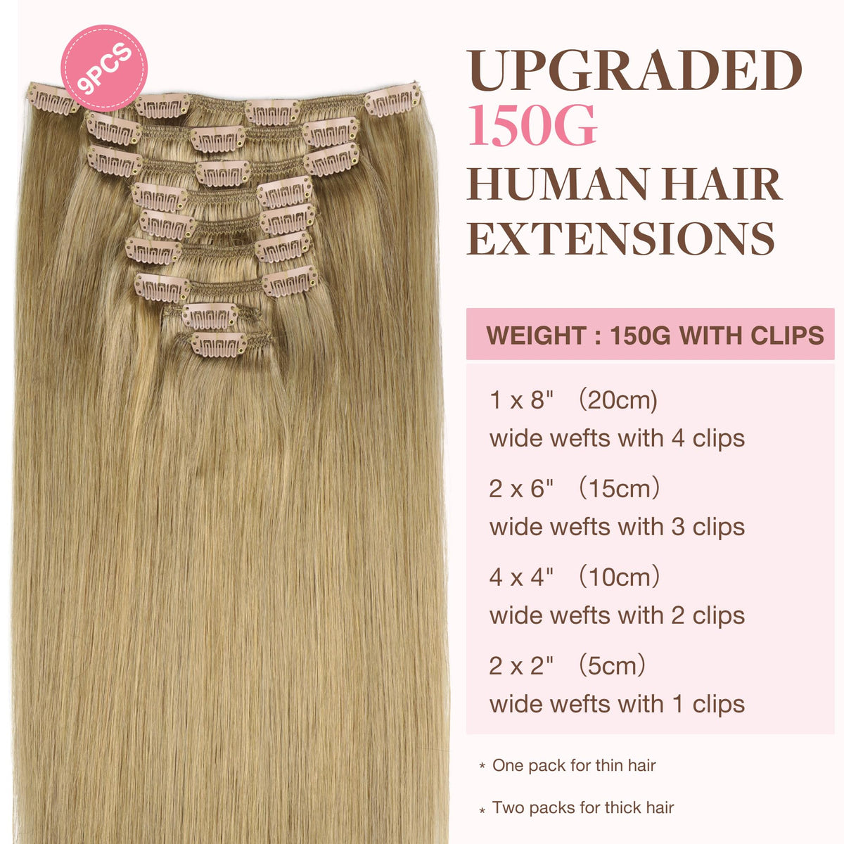 GOO GOO Clip in Hair Extensions 9 pieces with clips