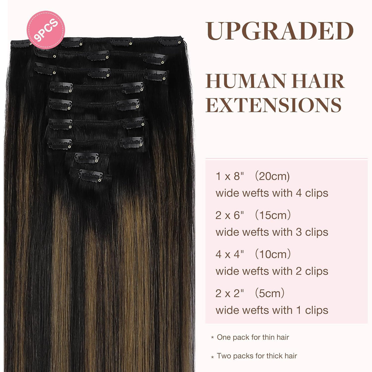 GOO GOO Clip in Hair Extensions back view displaying clips