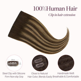 GOO GOO Clip in Hair Extensions back view highlighting the weft