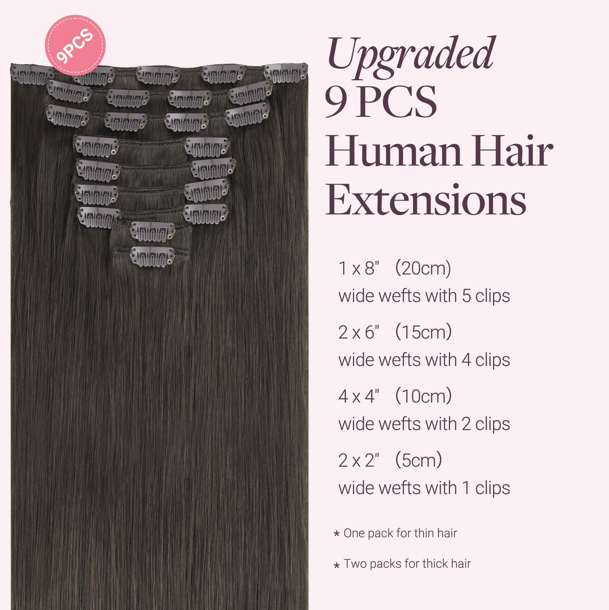 GOO GOO Clip in Hair Extensions back view showing clips