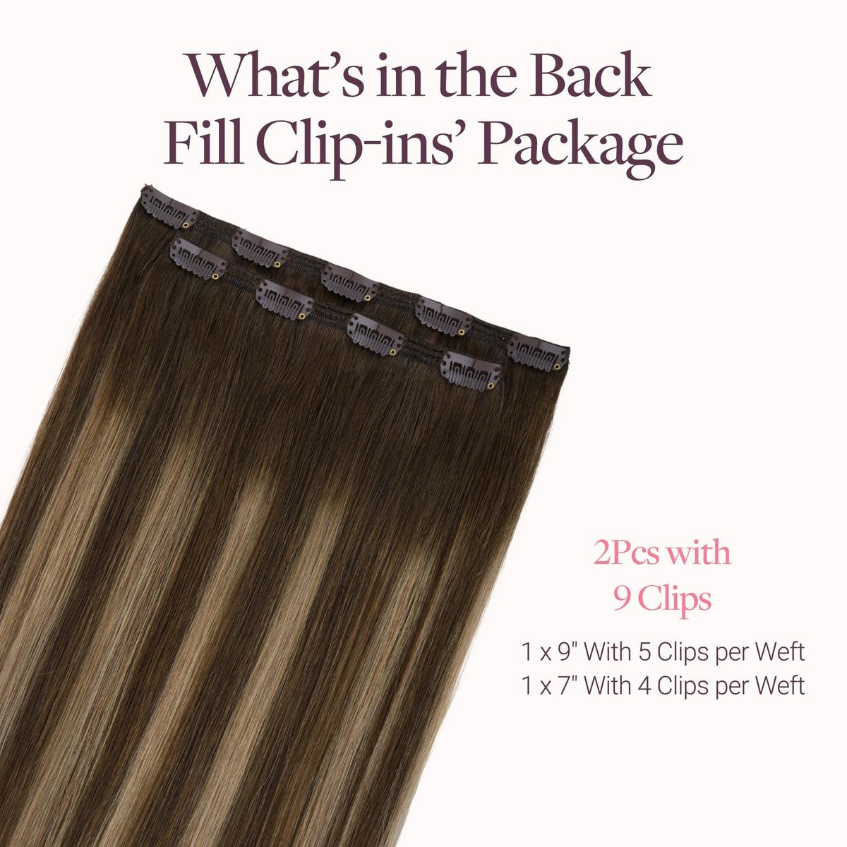 GOO GOO Clip in Hair Extensions back view showing clips
