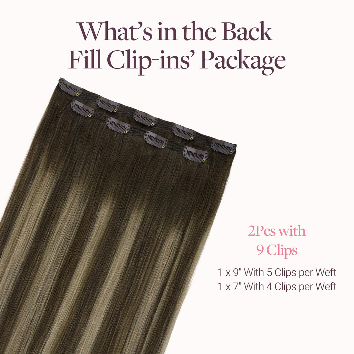 GOO GOO Clip in Hair Extensions back view, showing clips