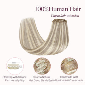 GOO GOO Clip in Hair Extensions back view showing length