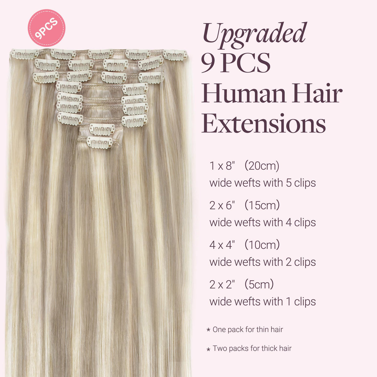 GOO GOO Clip in Hair Extensions back view, showing weft