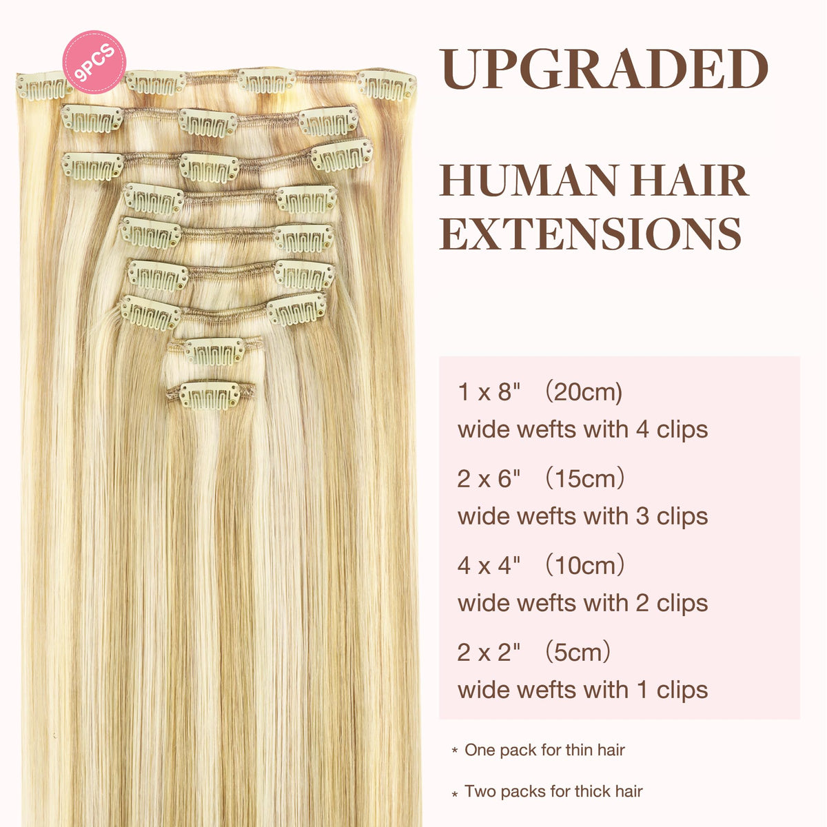 GOO GOO Clip in Hair Extensions back view with clips