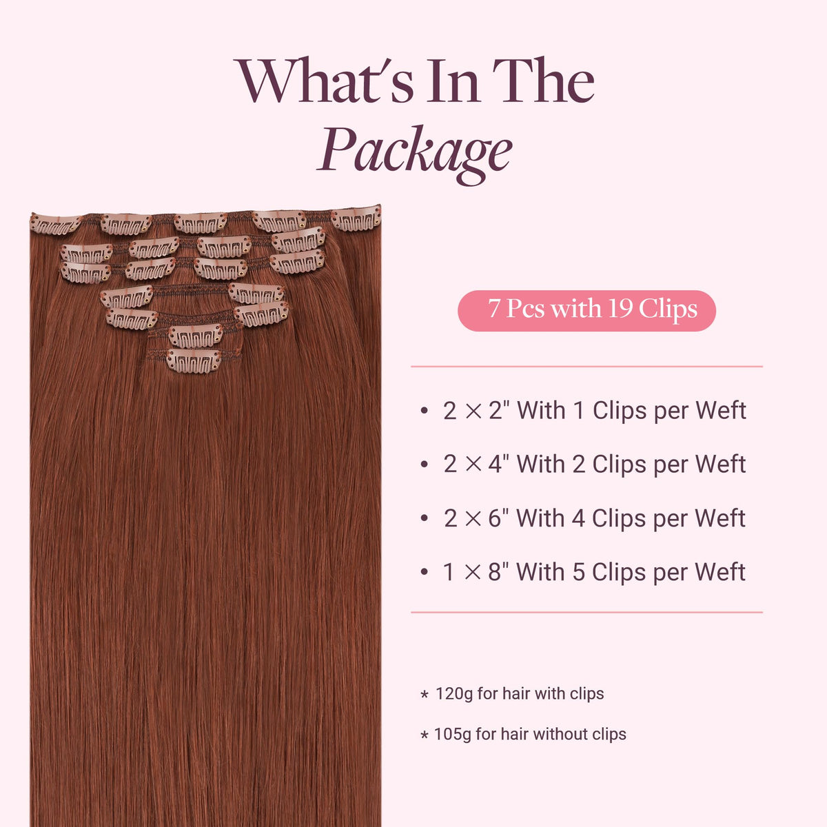 GOO GOO Clip in Hair Extensions back view with clips visible