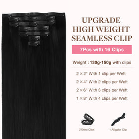 GOO GOO Clip-in Hair Extensions back view with clips visible