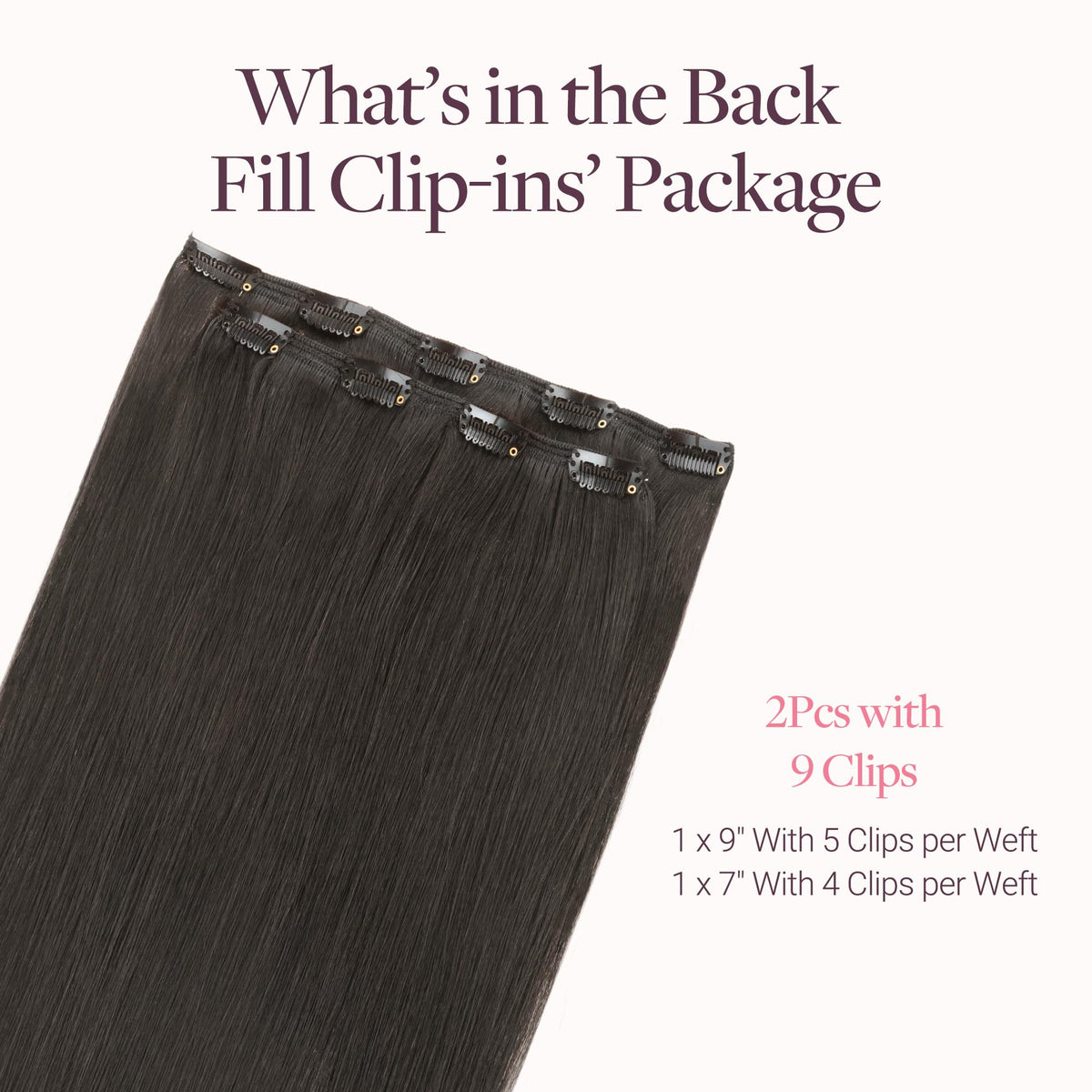 GOO GOO Clip in Hair Extensions back view with clips visible