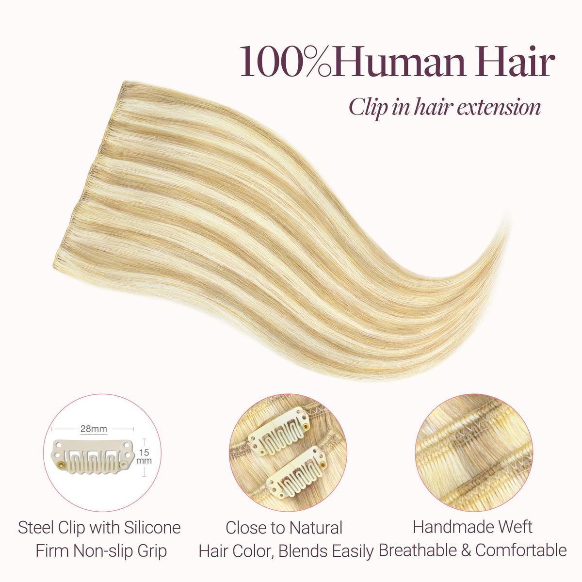 GOO GOO Clip in Hair Extensions back view with smooth texture