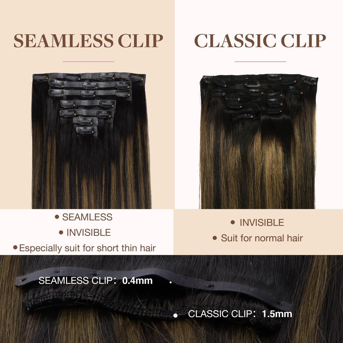 GOO GOO Clip in Hair Extensions balayage colour