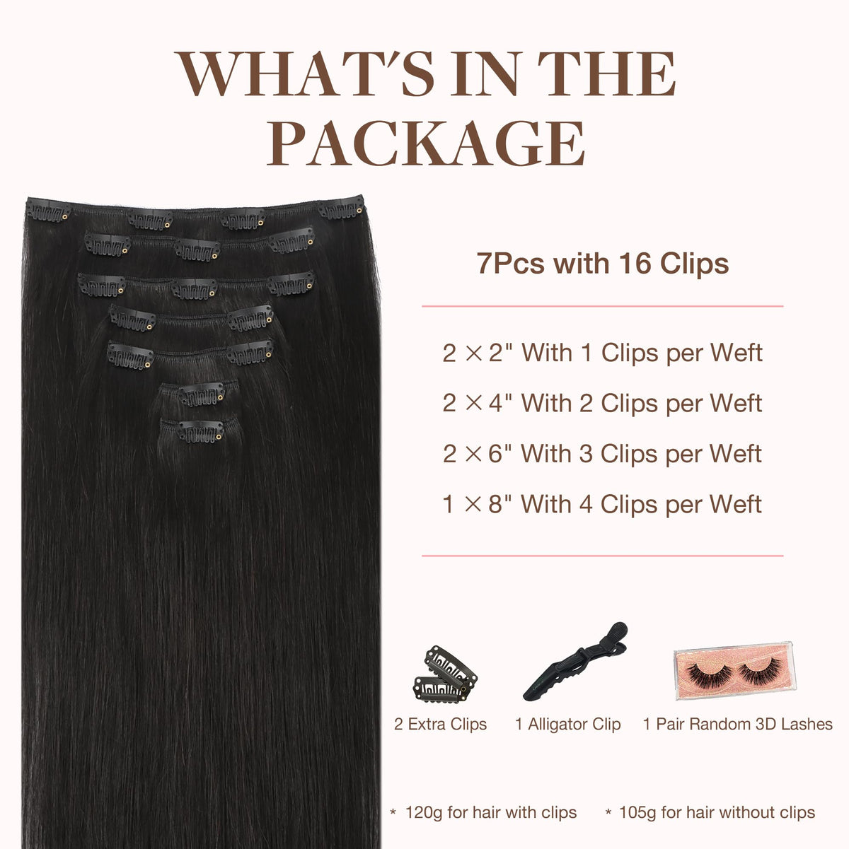 GOO GOO Clip in Hair Extensions black packaging
