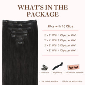 GOO GOO Clip in Hair Extensions black packaging