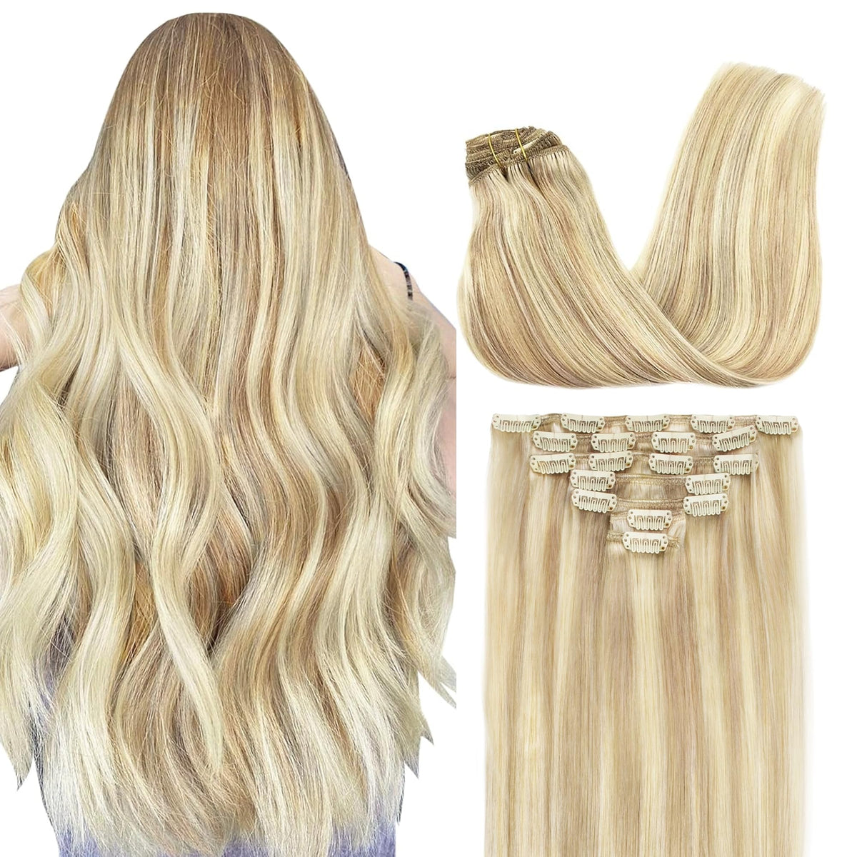 GOO GOO Clip in Hair Extensions Blonde front view