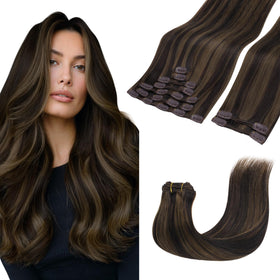 GOO GOO Clip in Hair Extensions brown model front view