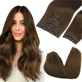 GOO GOO Clip in Hair Extensions brown model front view