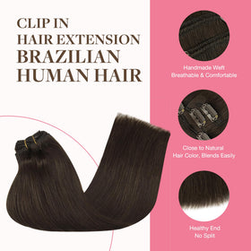 GOO GOO Clip in Hair Extensions brown shade close-up