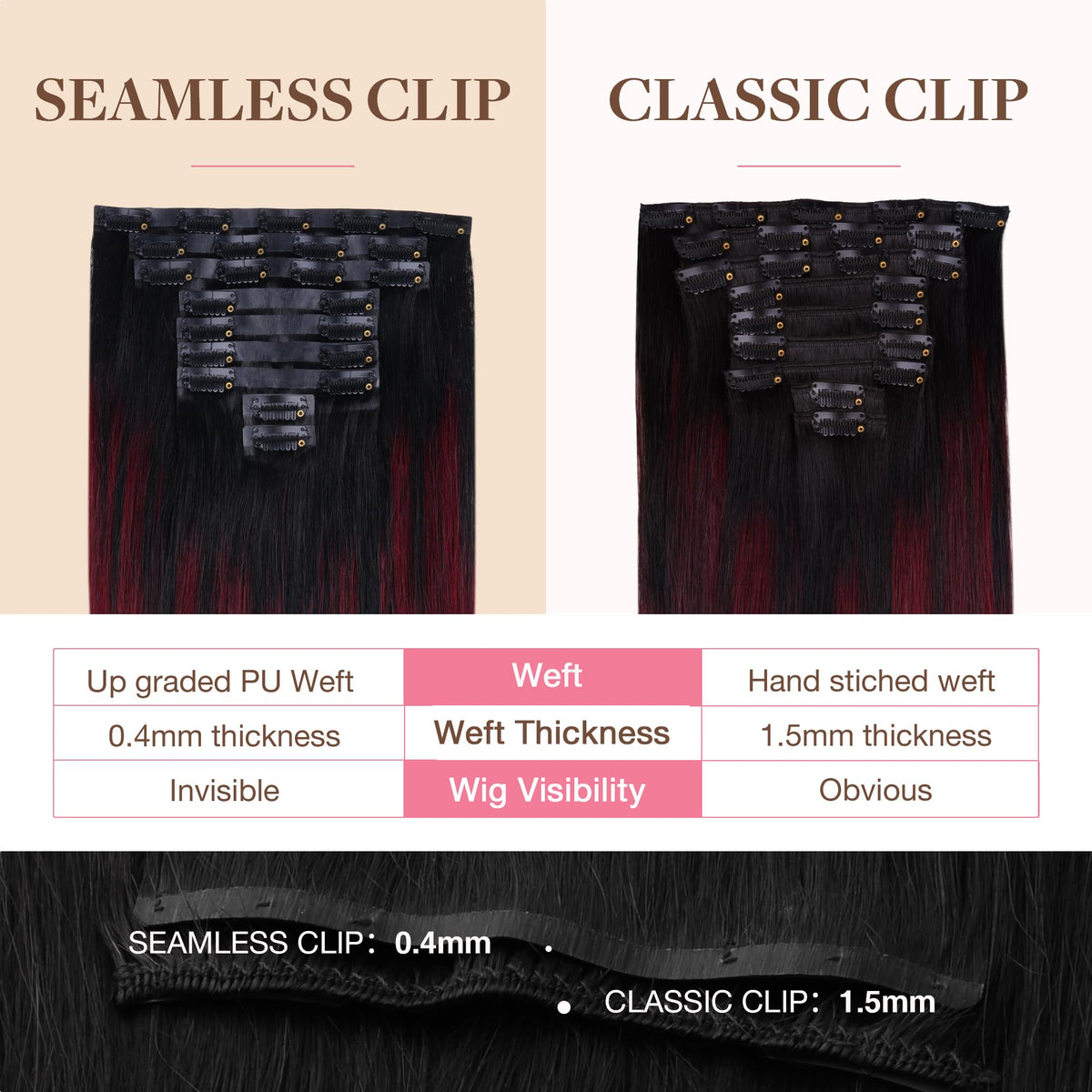 GOO GOO Clip in Hair Extensions Cherry Cola in packaging