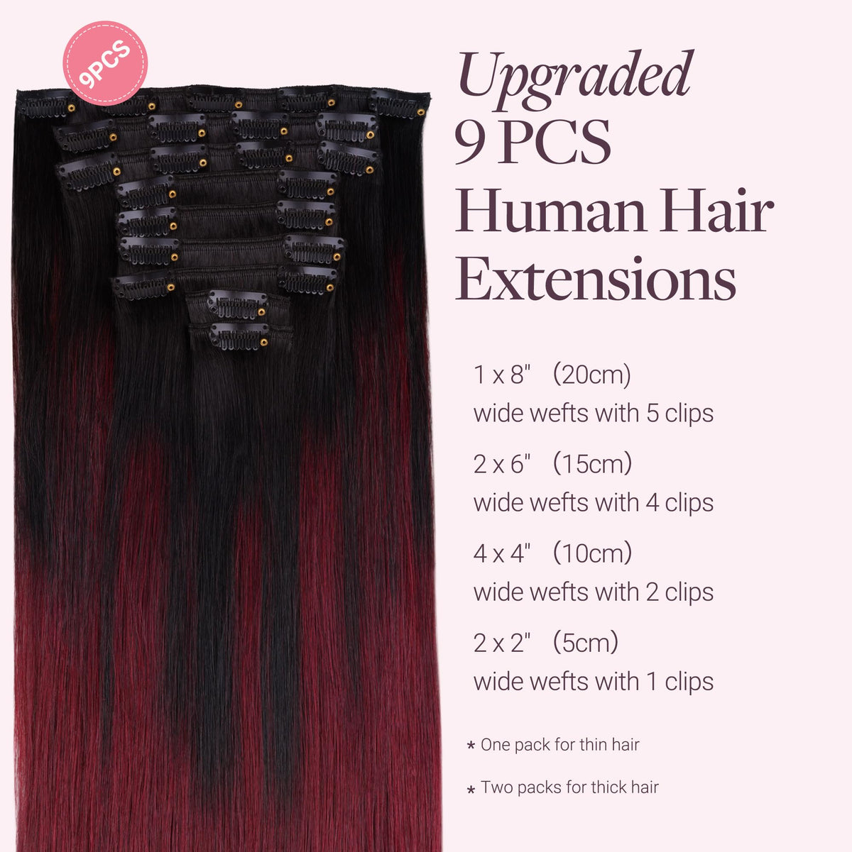 GOO GOO Clip in Hair Extensions Cherry Cola packaging