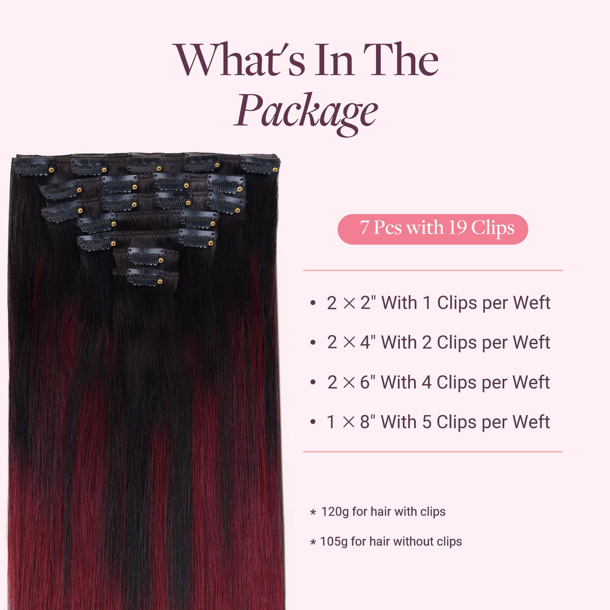 GOO GOO Clip in Hair Extensions Cherry Cola side view